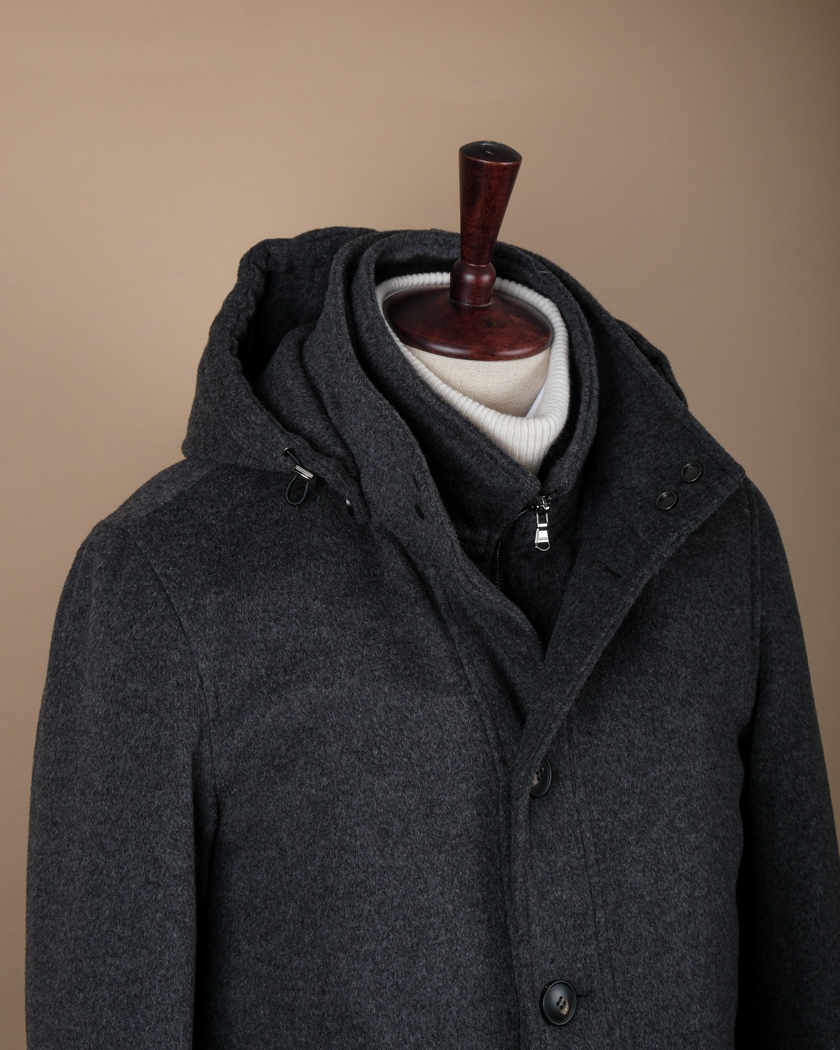 Dark Grey Virgin Wool & Cashmere Parka