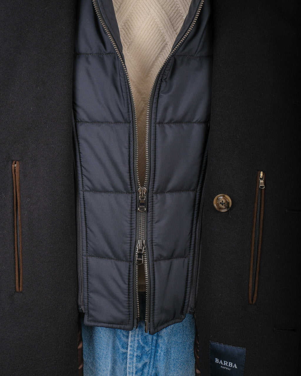 Navy Virgin Wool & Cashmere Peacoat