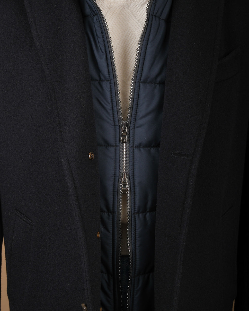 Navy Virgin Wool & Cashmere Overcoat