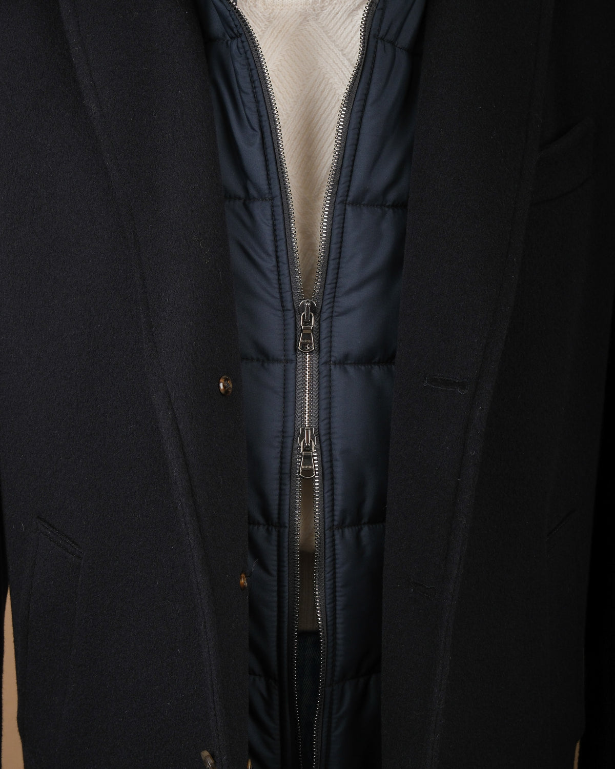 Navy Virgin Wool & Cashmere Overcoat