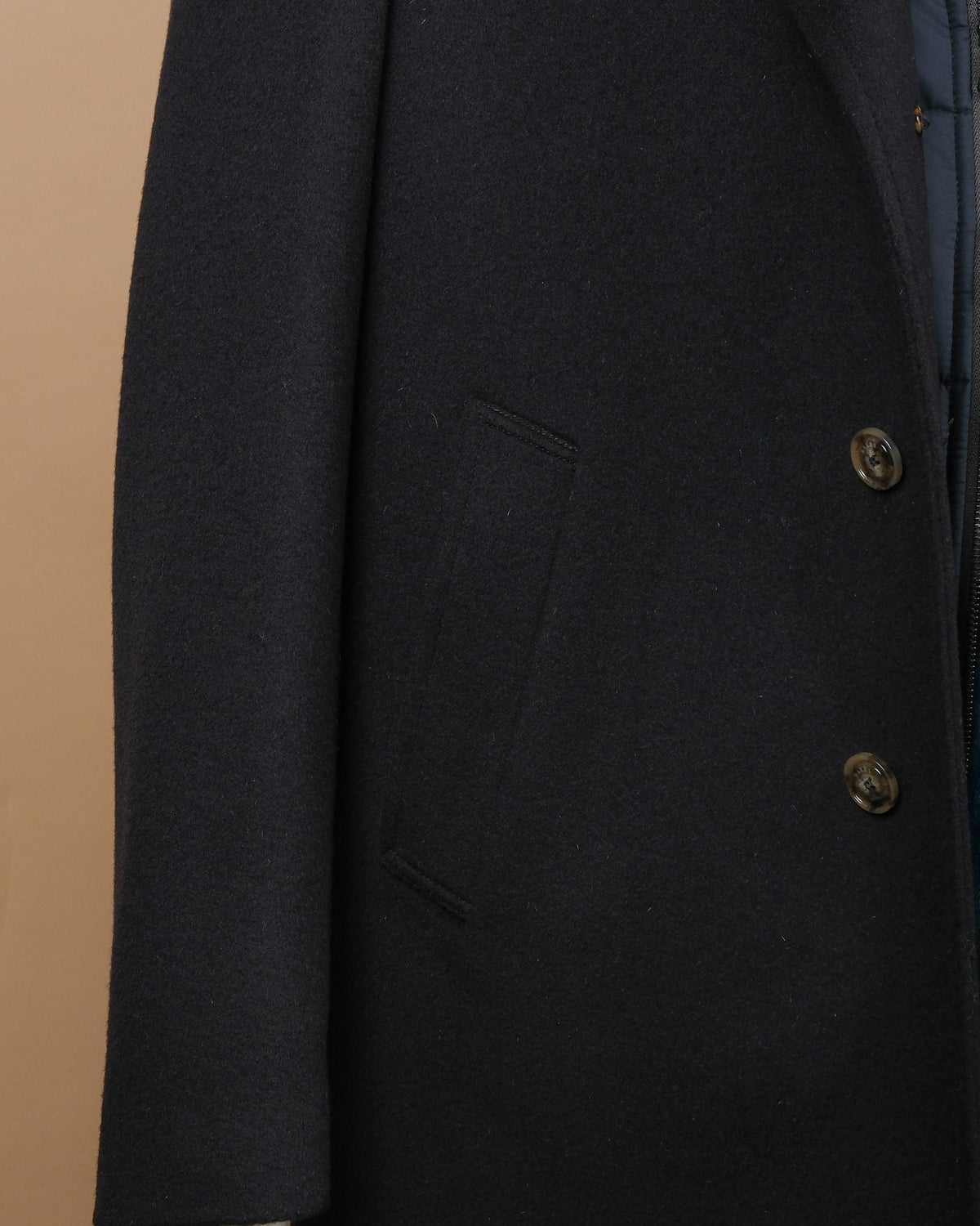 Navy Virgin Wool & Cashmere Overcoat