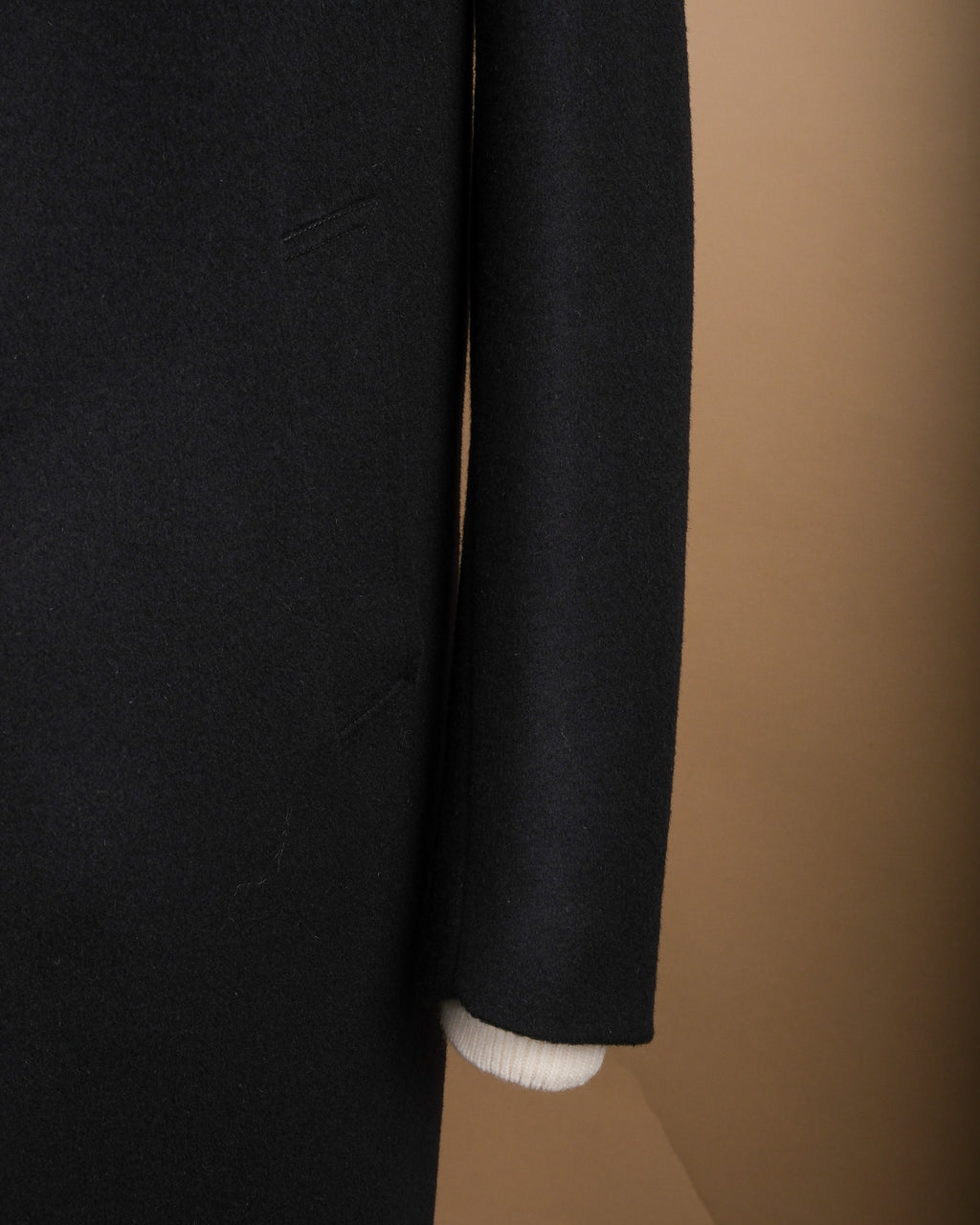 Navy Virgin Wool & Cashmere Overcoat