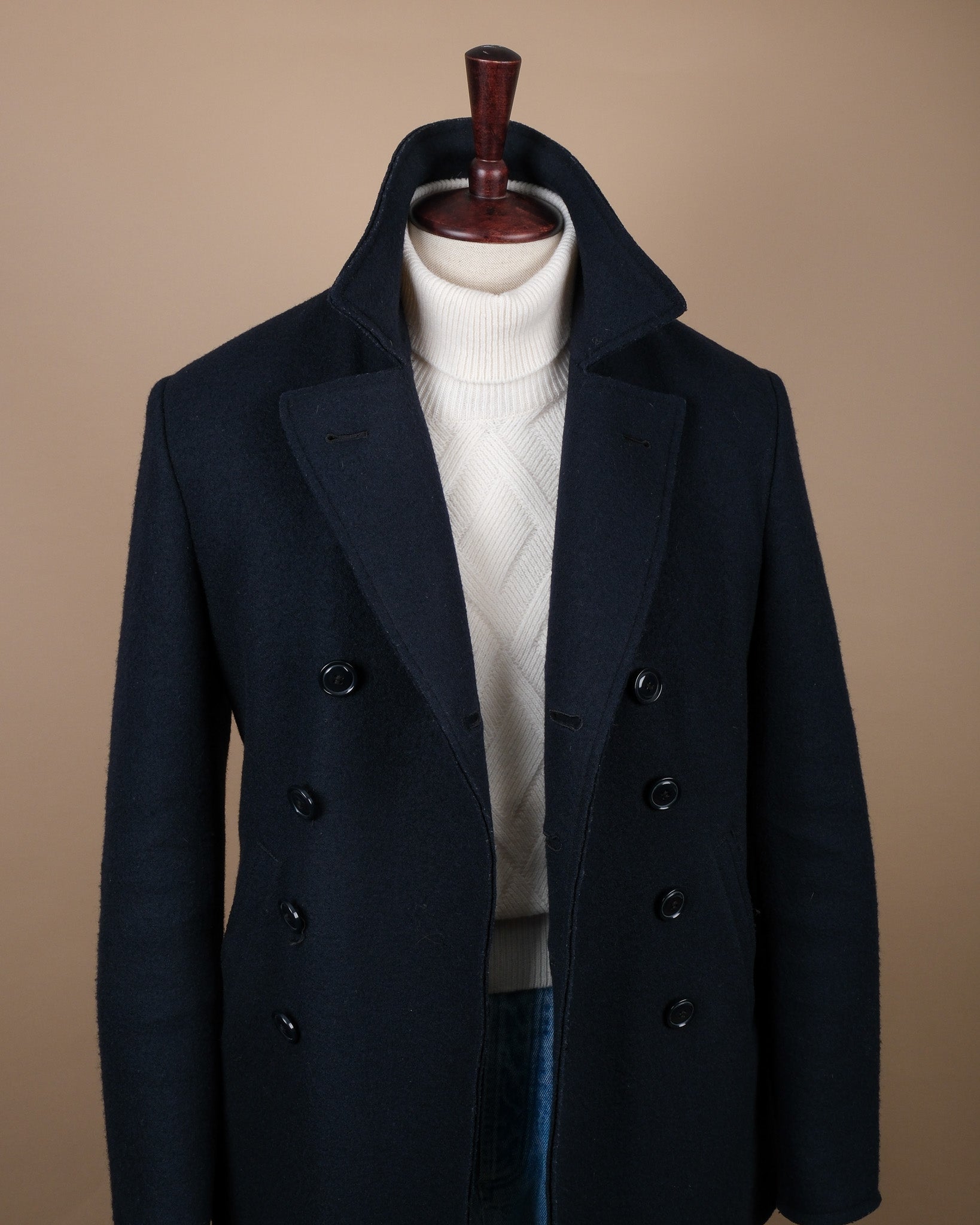 Navy Boiled Wool Peacoat