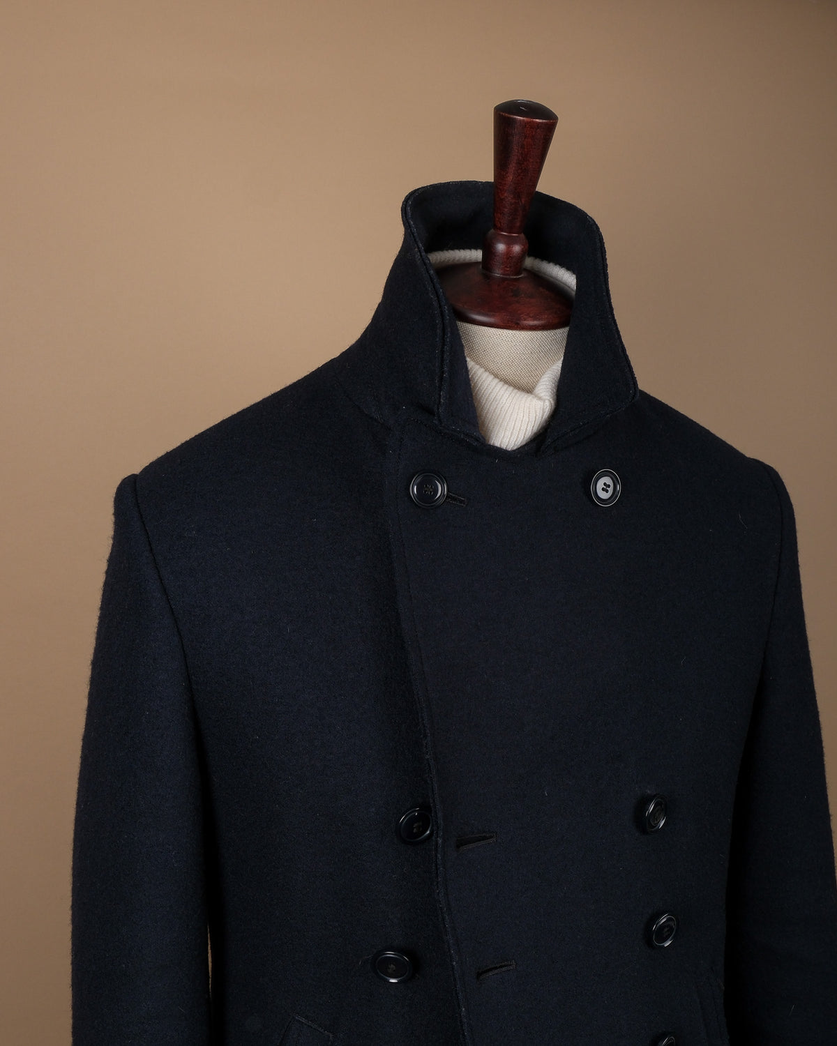 Navy Boiled Wool Peacoat