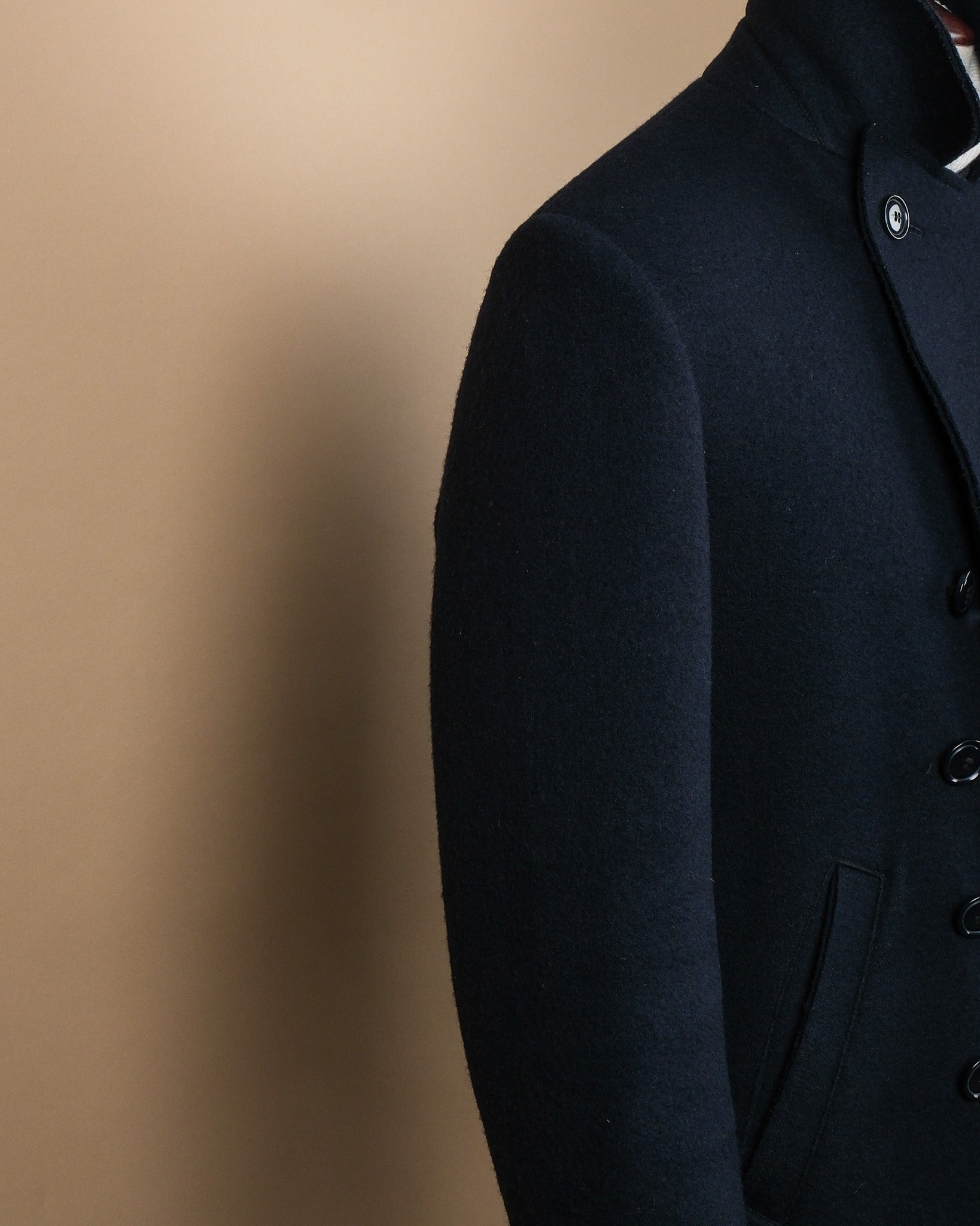 Navy Boiled Wool Peacoat