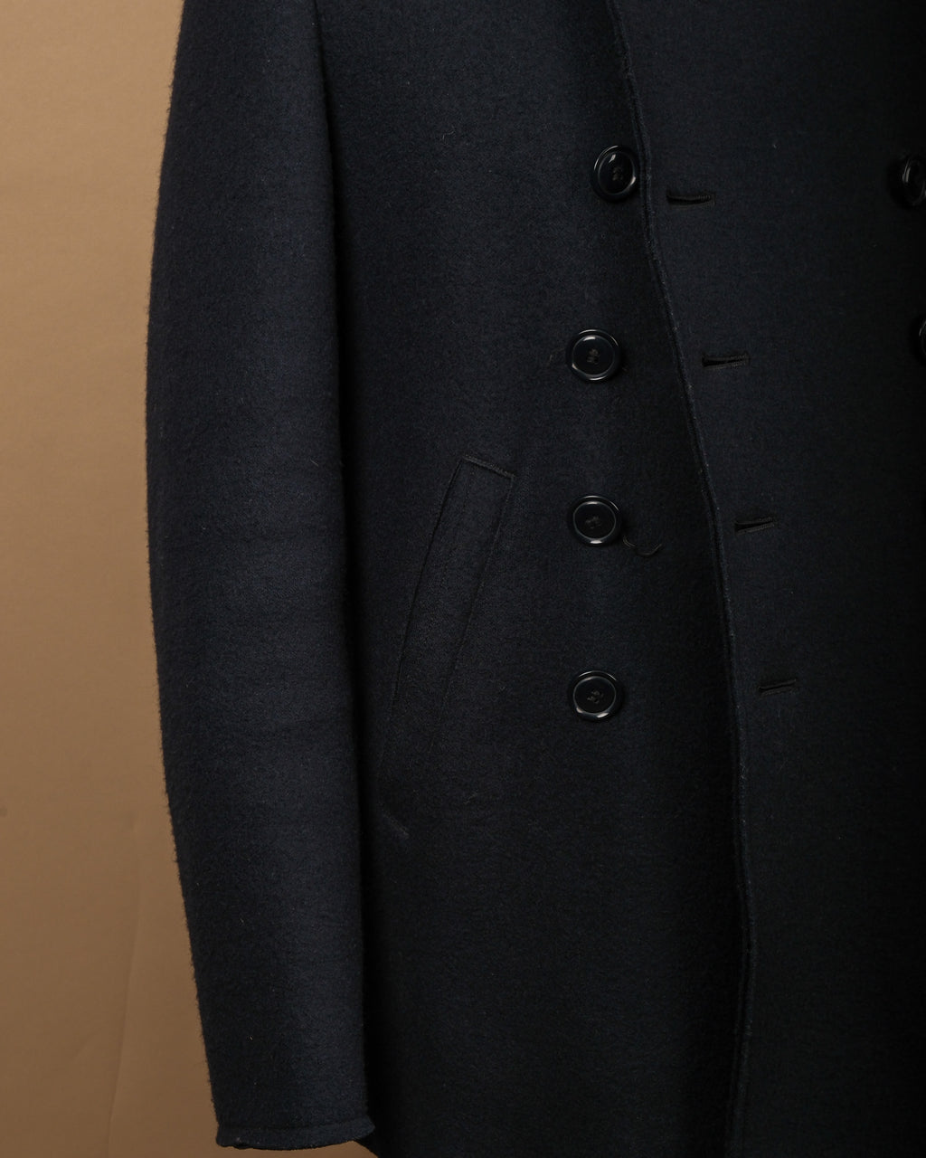 Navy Boiled Wool Peacoat