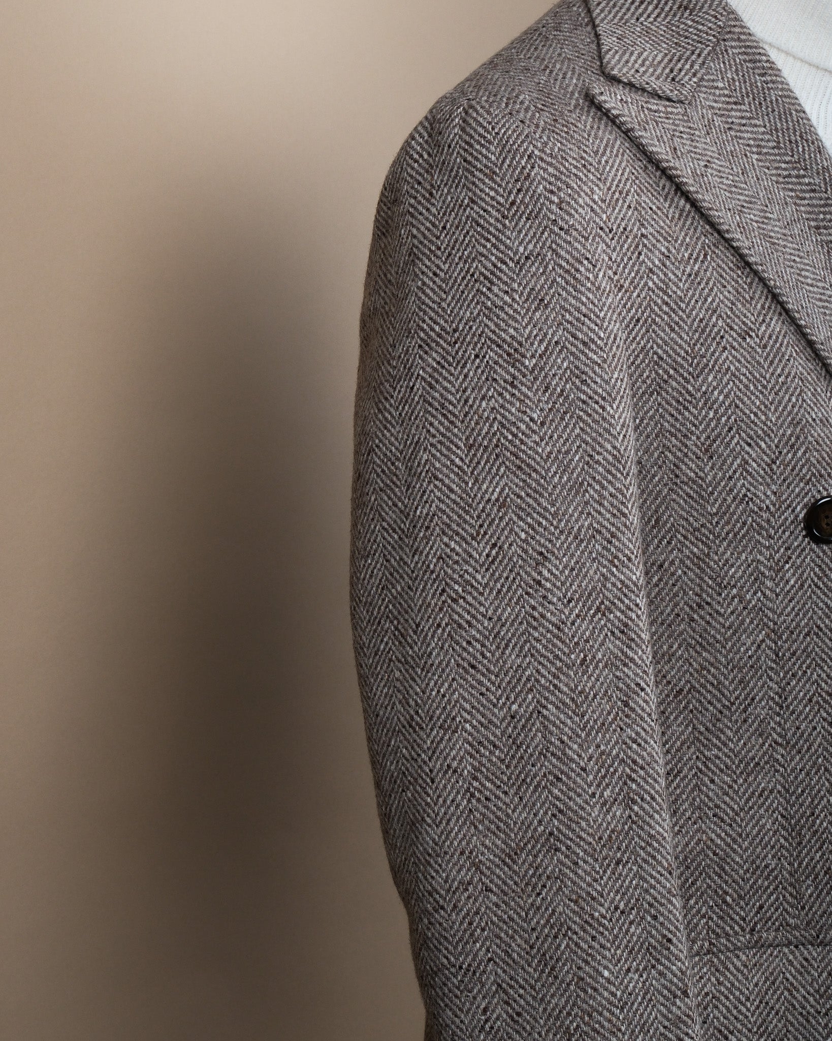 Brown/Beige Herringbone DB. Polo Coat
