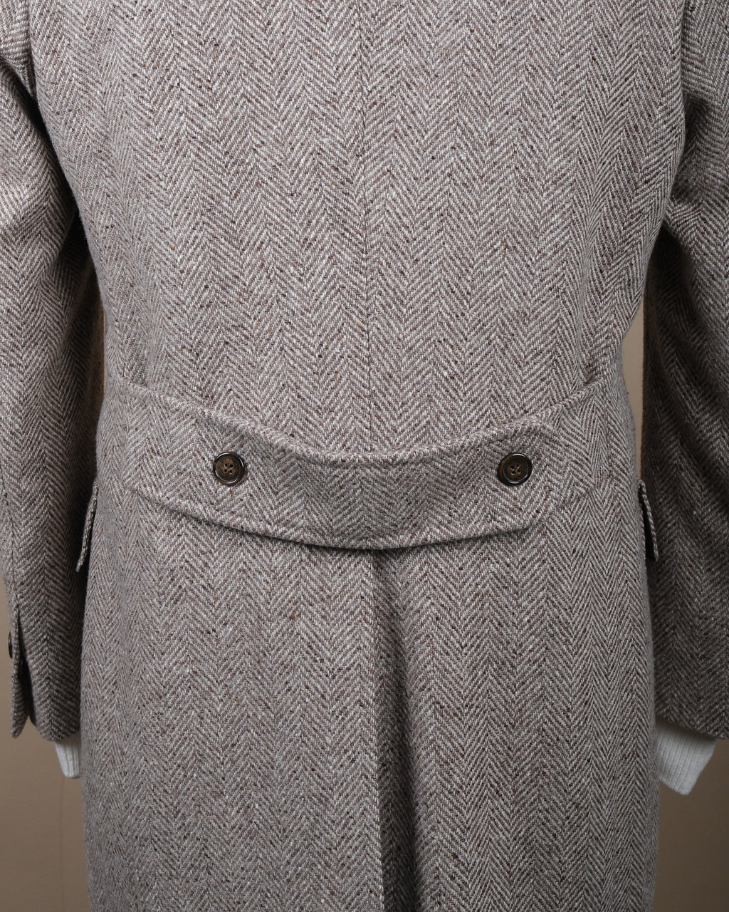 Brown/Beige Herringbone DB. Polo Coat
