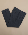 Charcoal Woollen Flannel Pleated Trousers