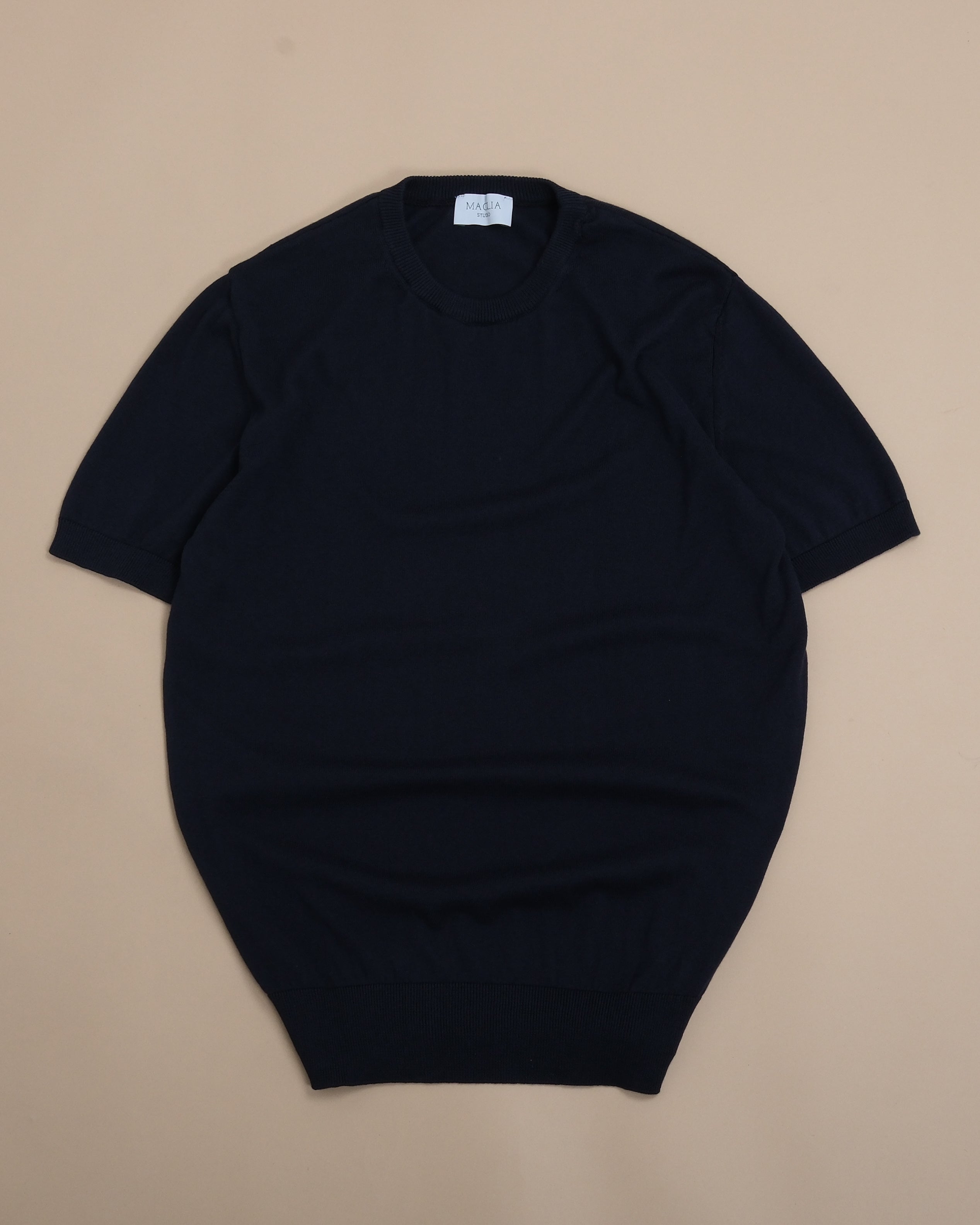 Navy Knitted T-Shirt