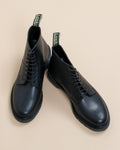 Black Leather Lace-Up Derby Boots
