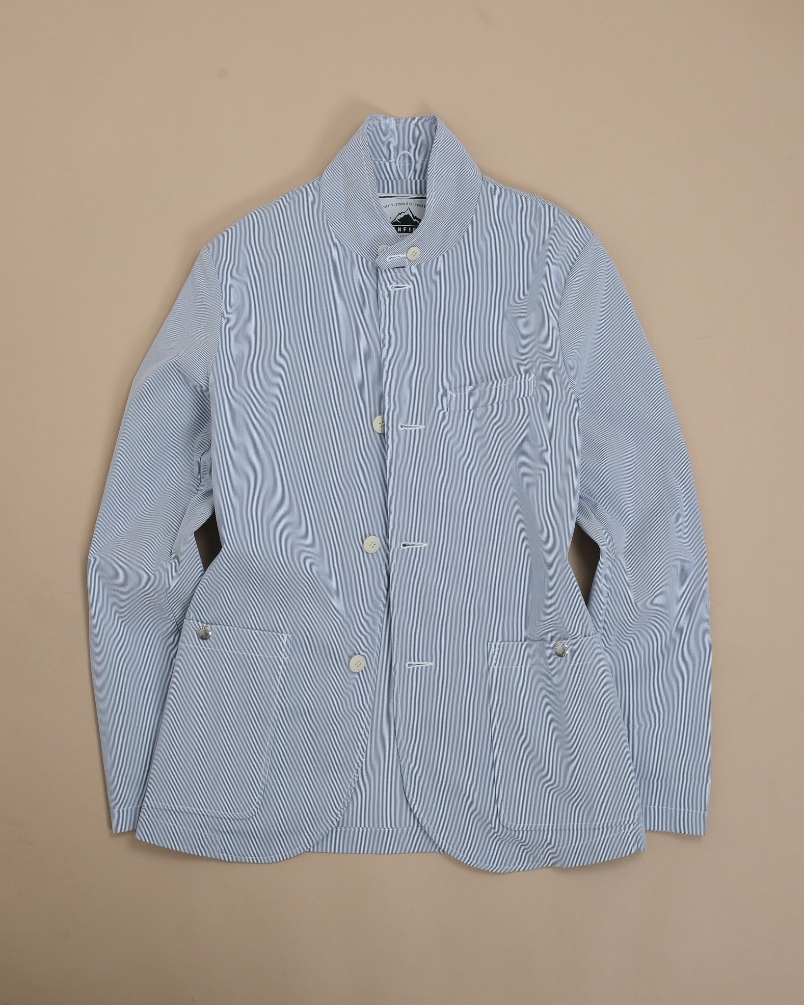 Blue/White Pinstripe Cotton Sports Jacket