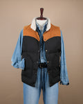 Black Nylon Suede Western Down Vest