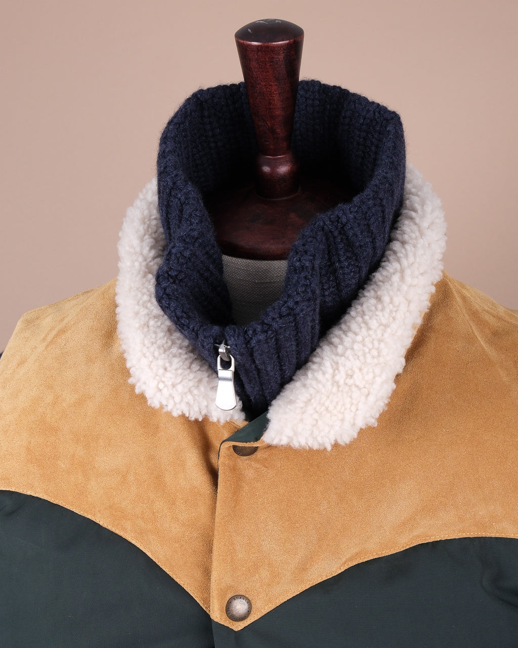 Pine Green Nylon Suede Western Down Vest