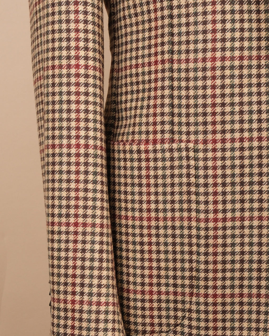 Beige/Brown Houndstooth Tweed Sports Jacket