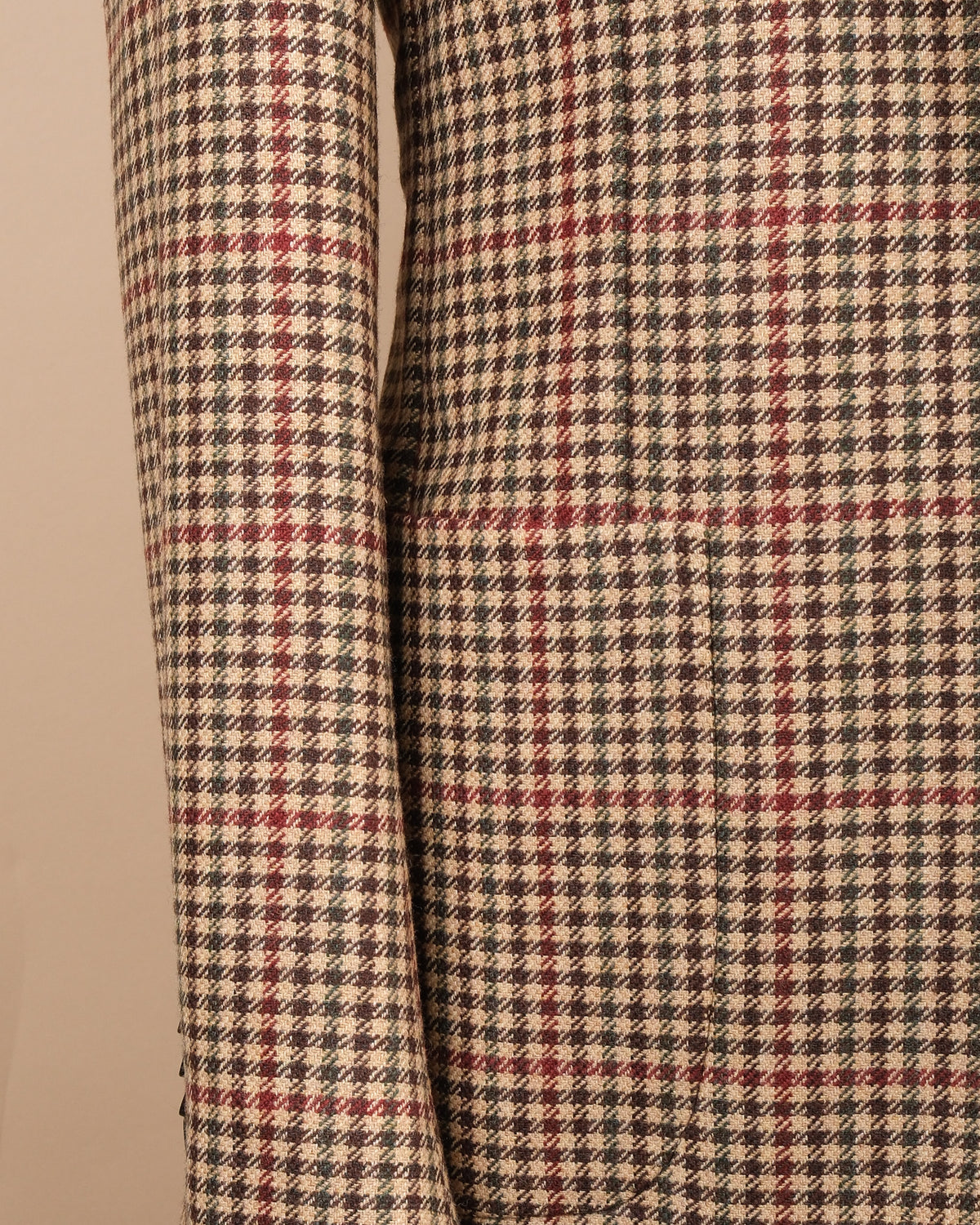 Beige/Brown Houndstooth Tweed Sports Jacket