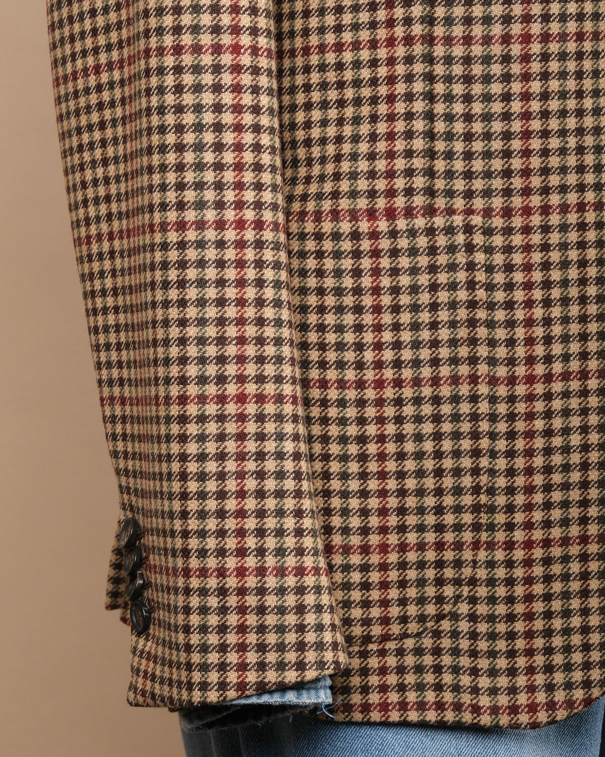 Beige/Brown Houndstooth Tweed Sports Jacket
