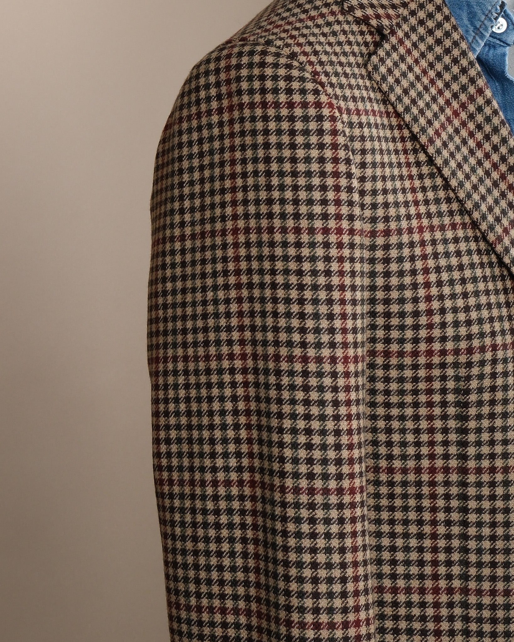 Beige/Brown Houndstooth Tweed Sports Jacket