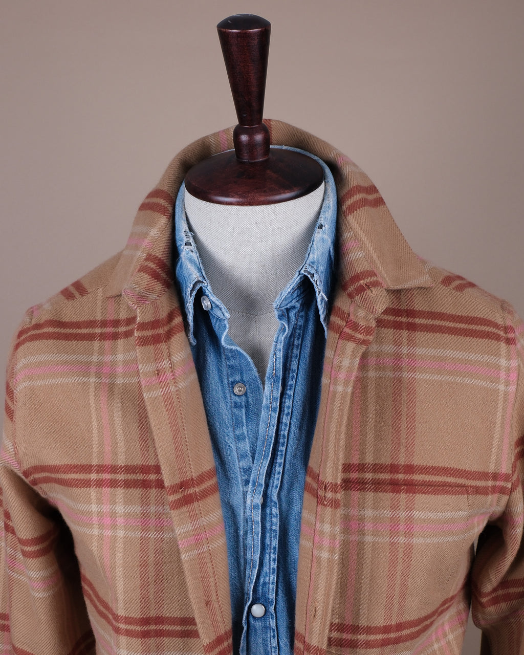 Camel/Rust Plaid Check Flannel Overshirt