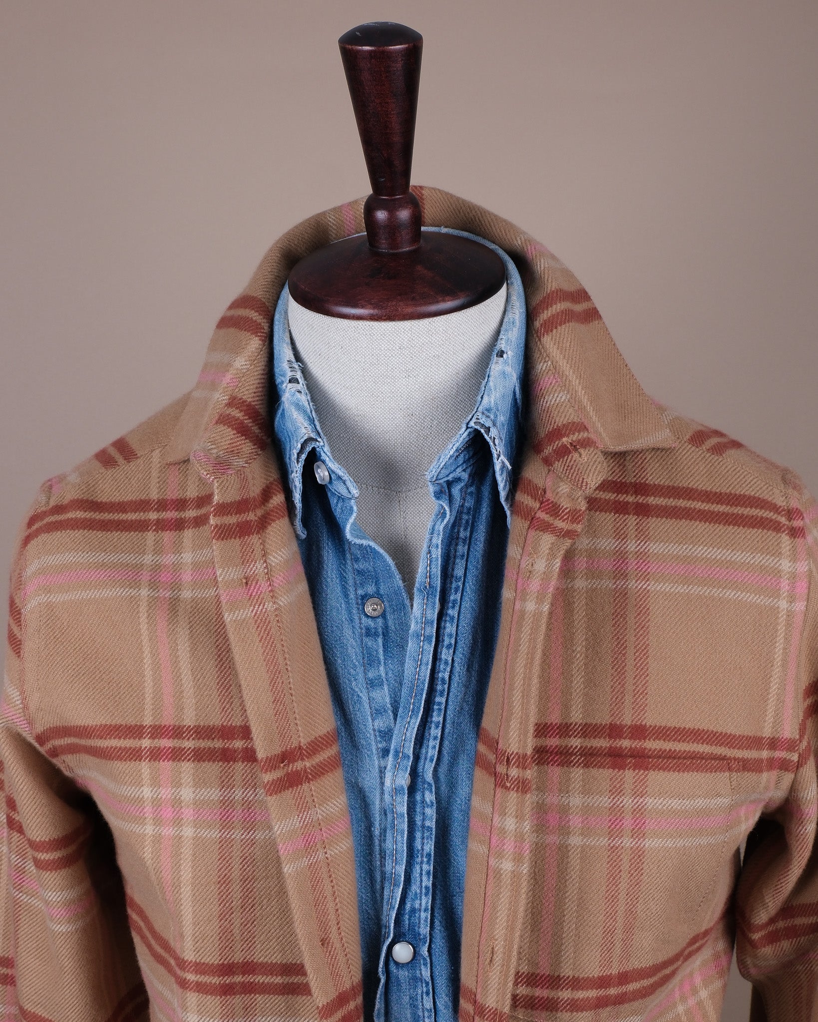Camel/Rust Plaid Check Flannel Overshirt