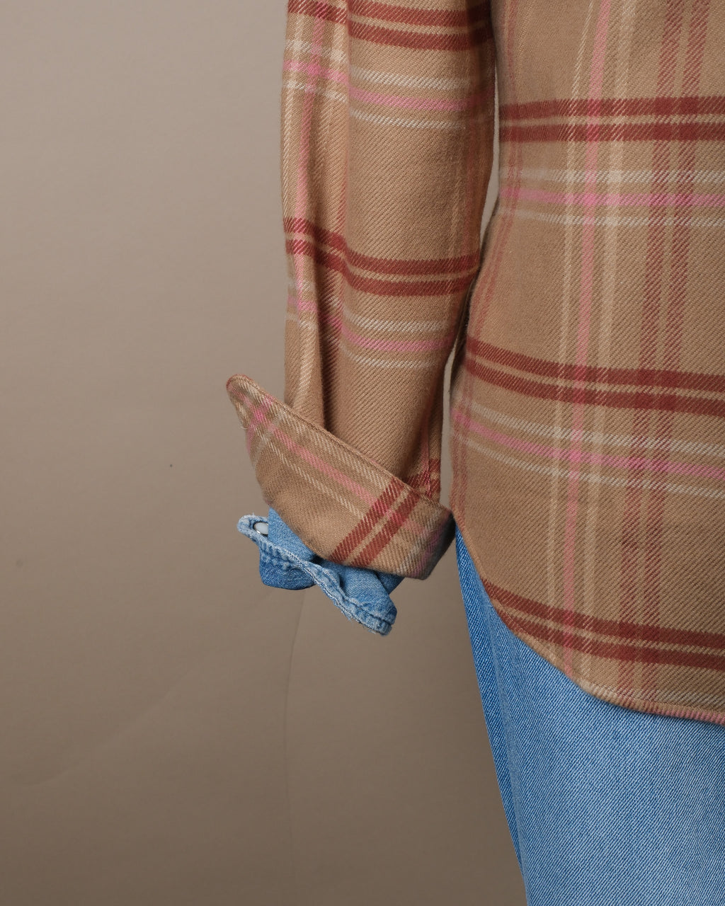 Camel/Rust Plaid Check Flannel Overshirt