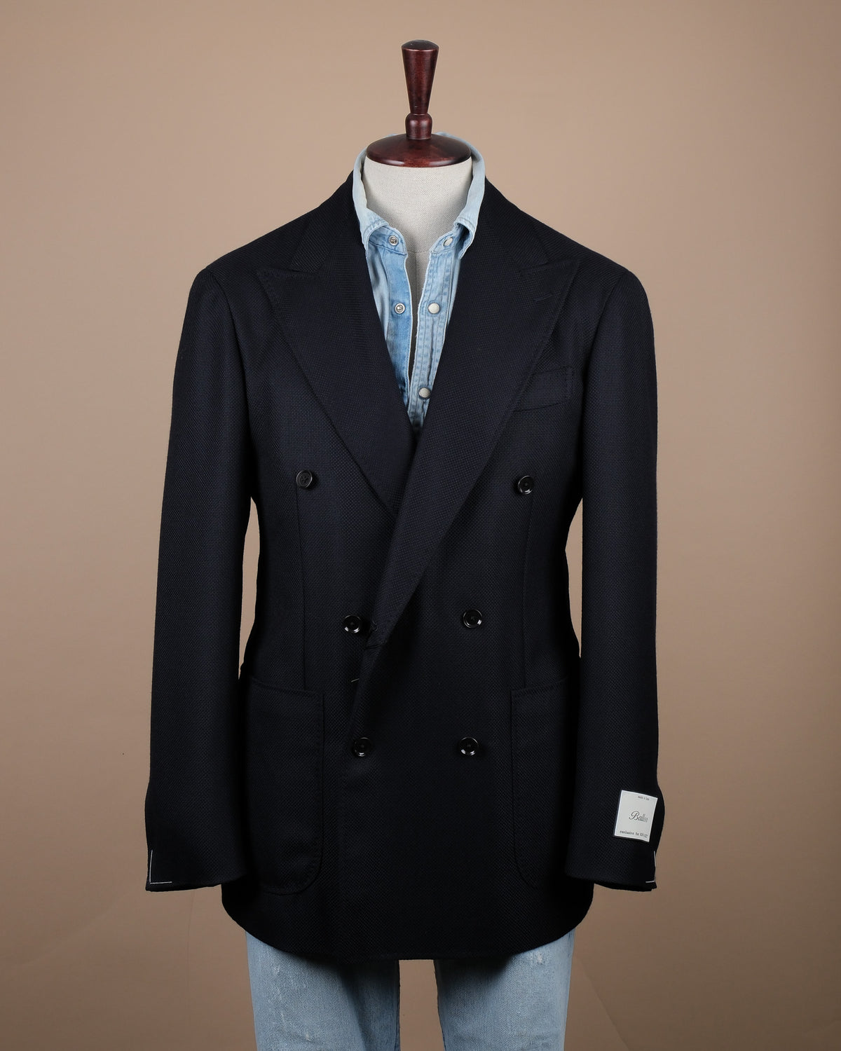 Navy Balloon Hopsack DB. Sports Jacket