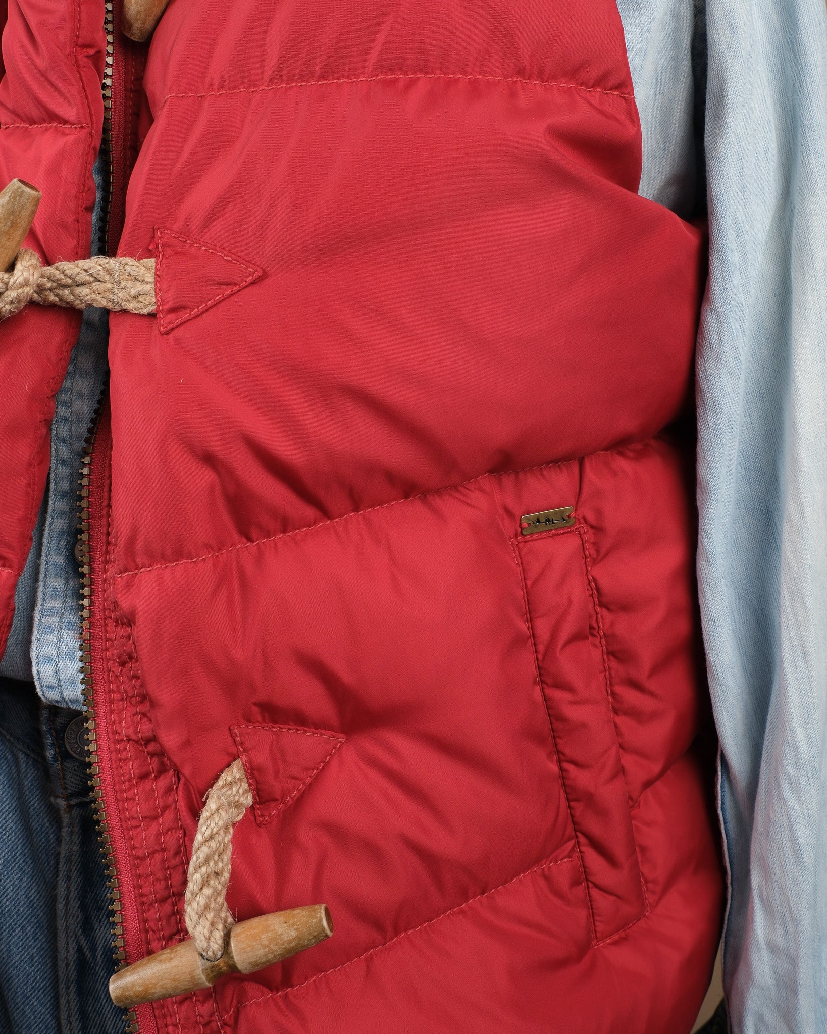 Pale Red Toggle Puffer Gilet