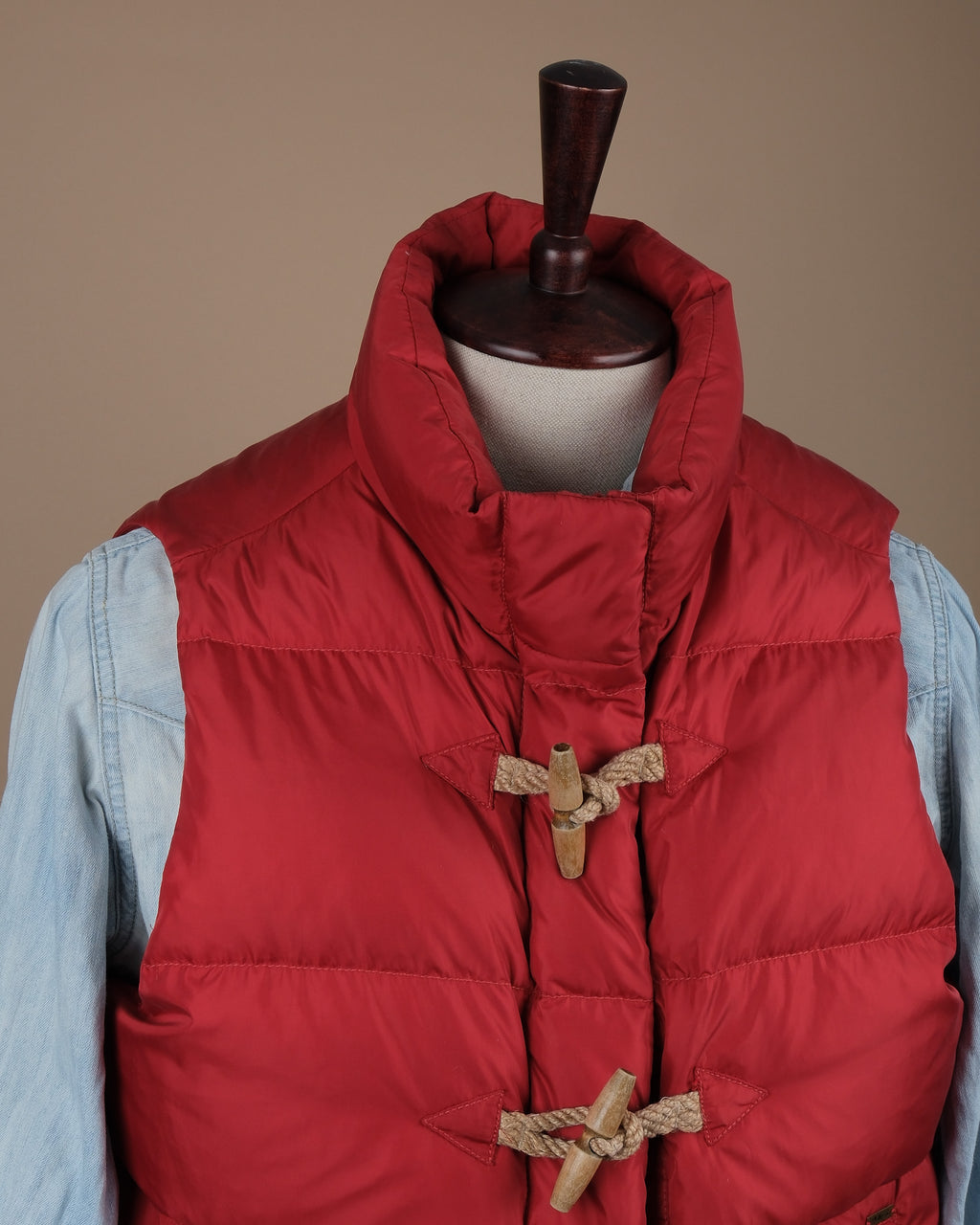 Pale Red Toggle Puffer Gilet