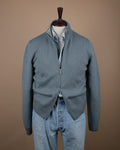 Steel Blue Cashmere Zip Cardigan