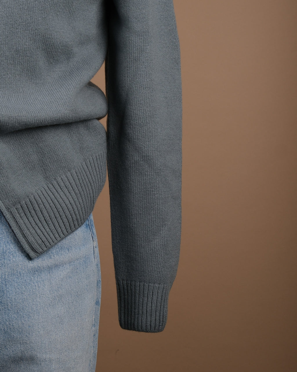Steel Blue Cashmere Zip Cardigan