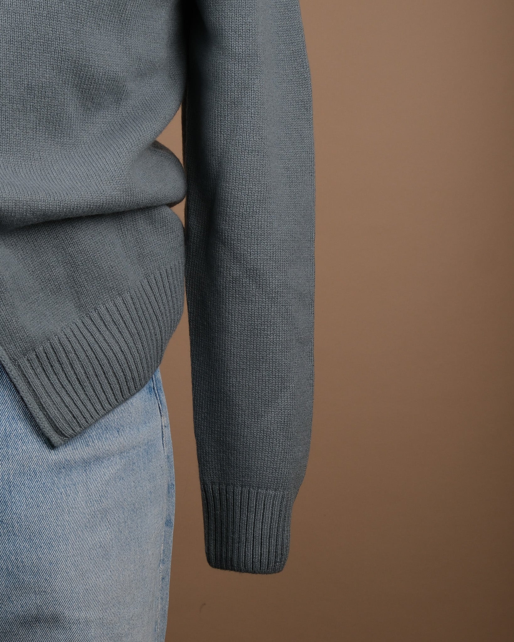 Steel Blue Cashmere Zip Cardigan