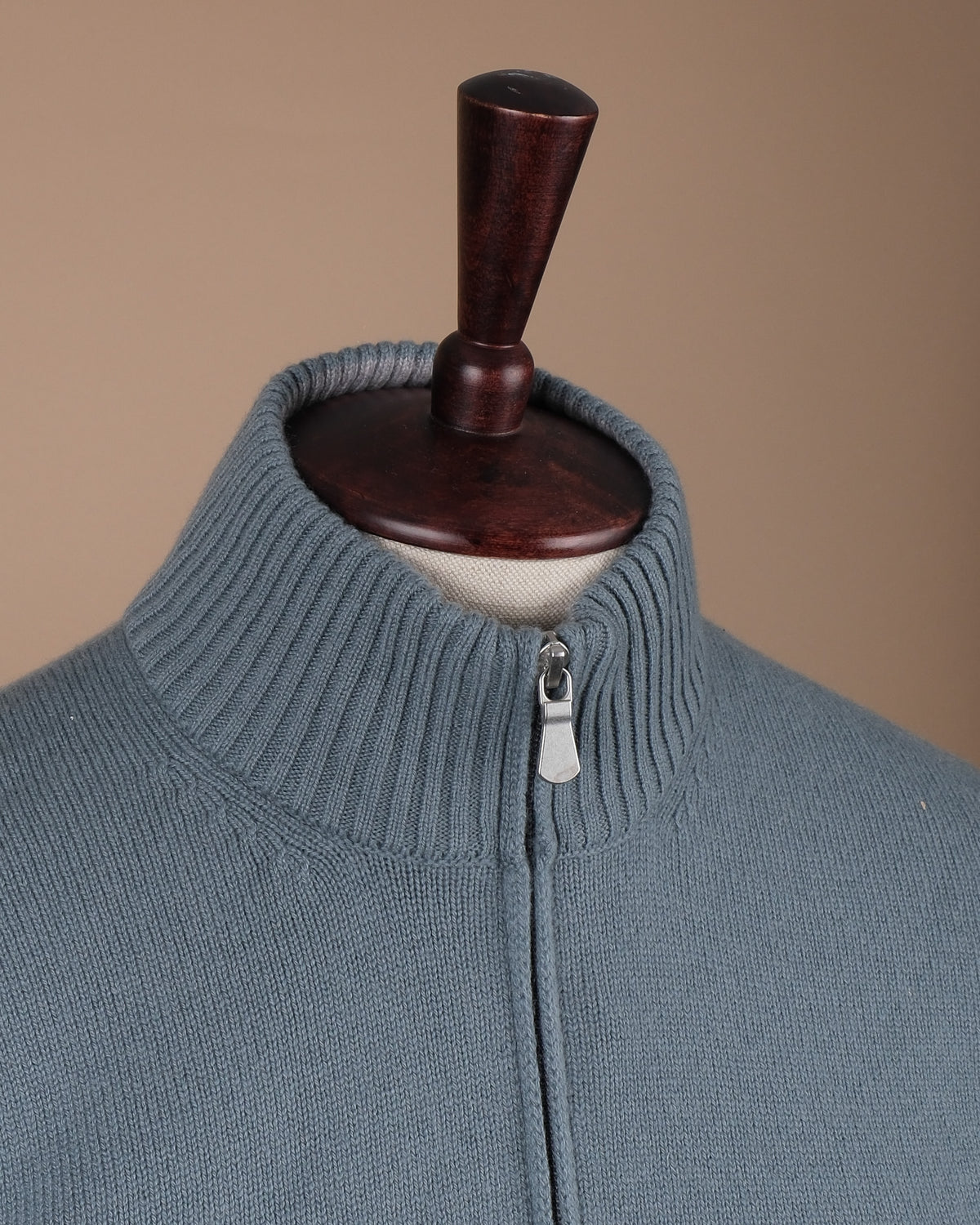 Steel Blue Cashmere Zip Cardigan