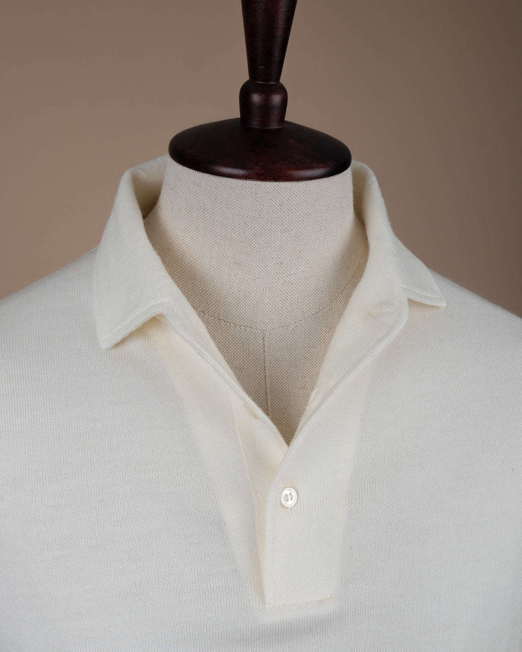 Cream Virgin Wool One-Piece Collar Polo