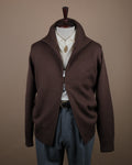 Chocolate Heavy Merino Wool Full Zip Cardigan