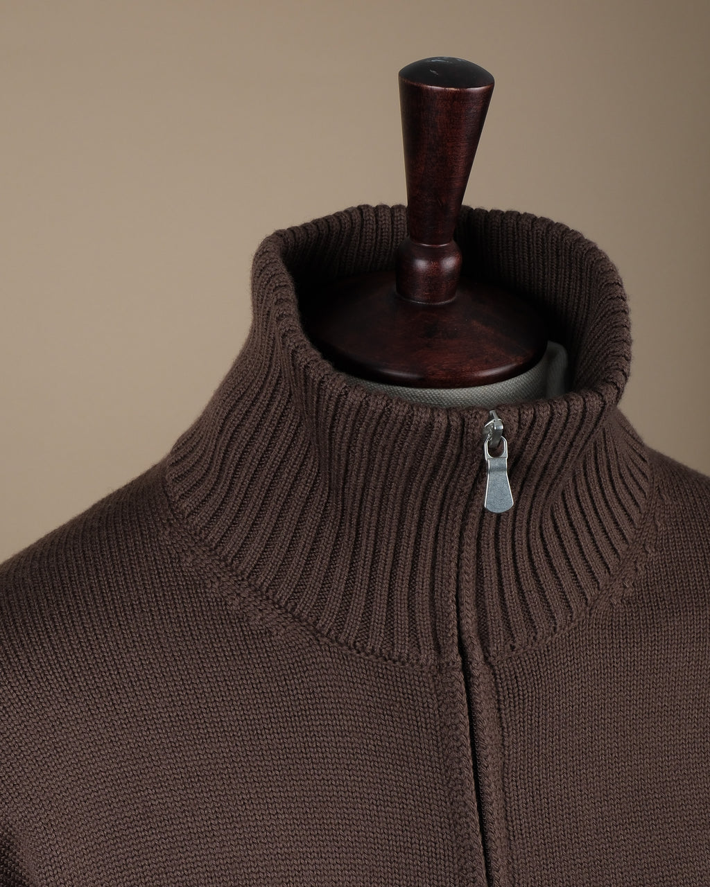 Chocolate Heavy Merino Wool Full Zip Cardigan