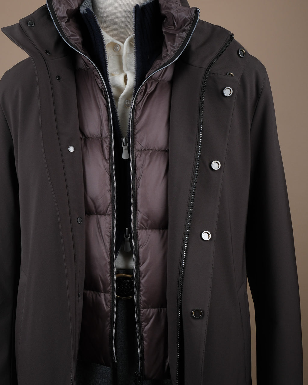 Dark Green Aero Twill Down Padded Car Coat