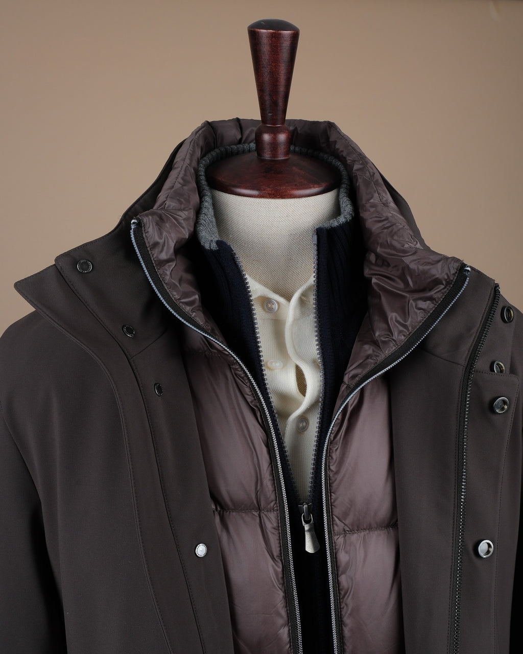 Dark Green Aero Twill Down Padded Car Coat