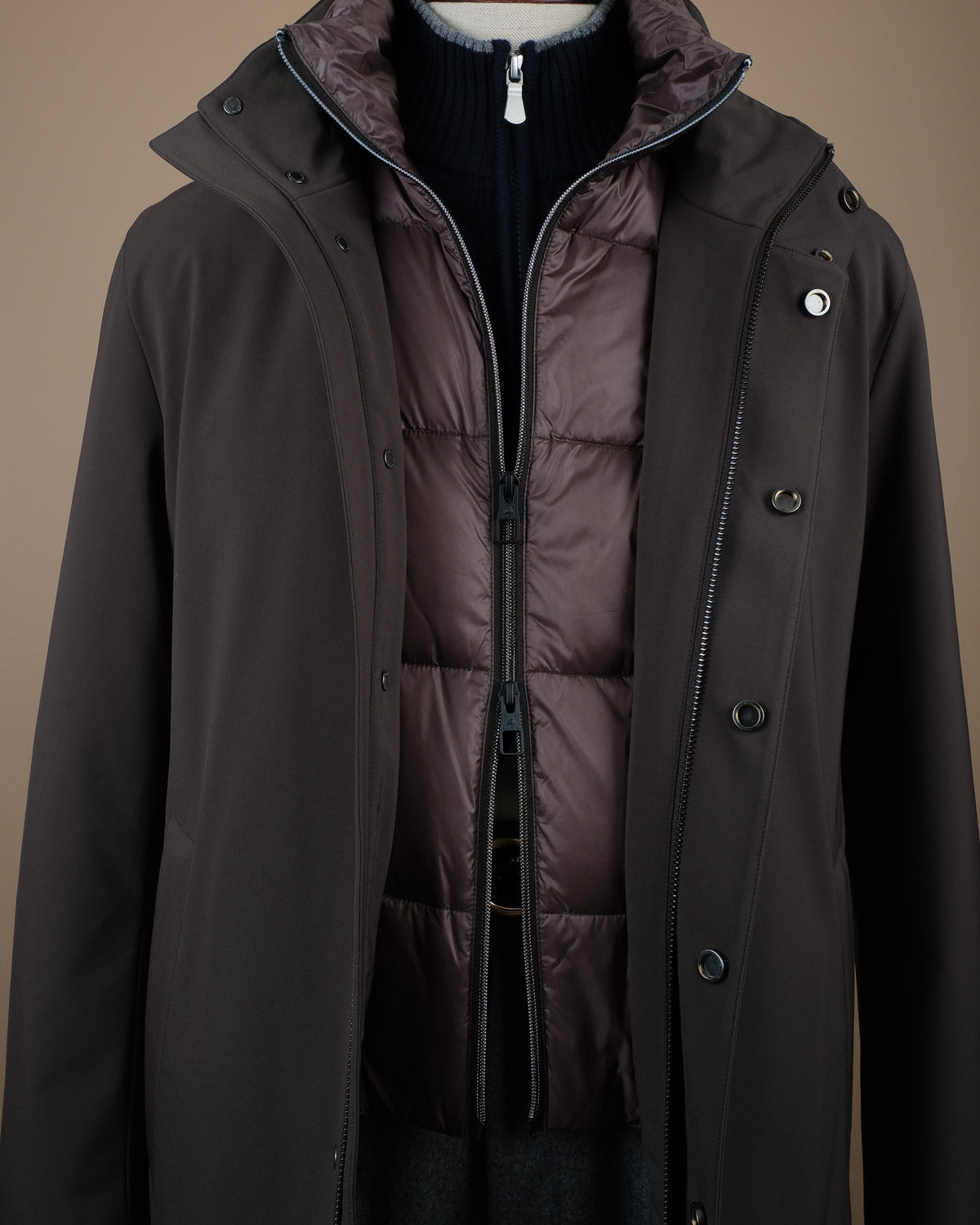 Dark Green Aero Twill Down Padded Car Coat