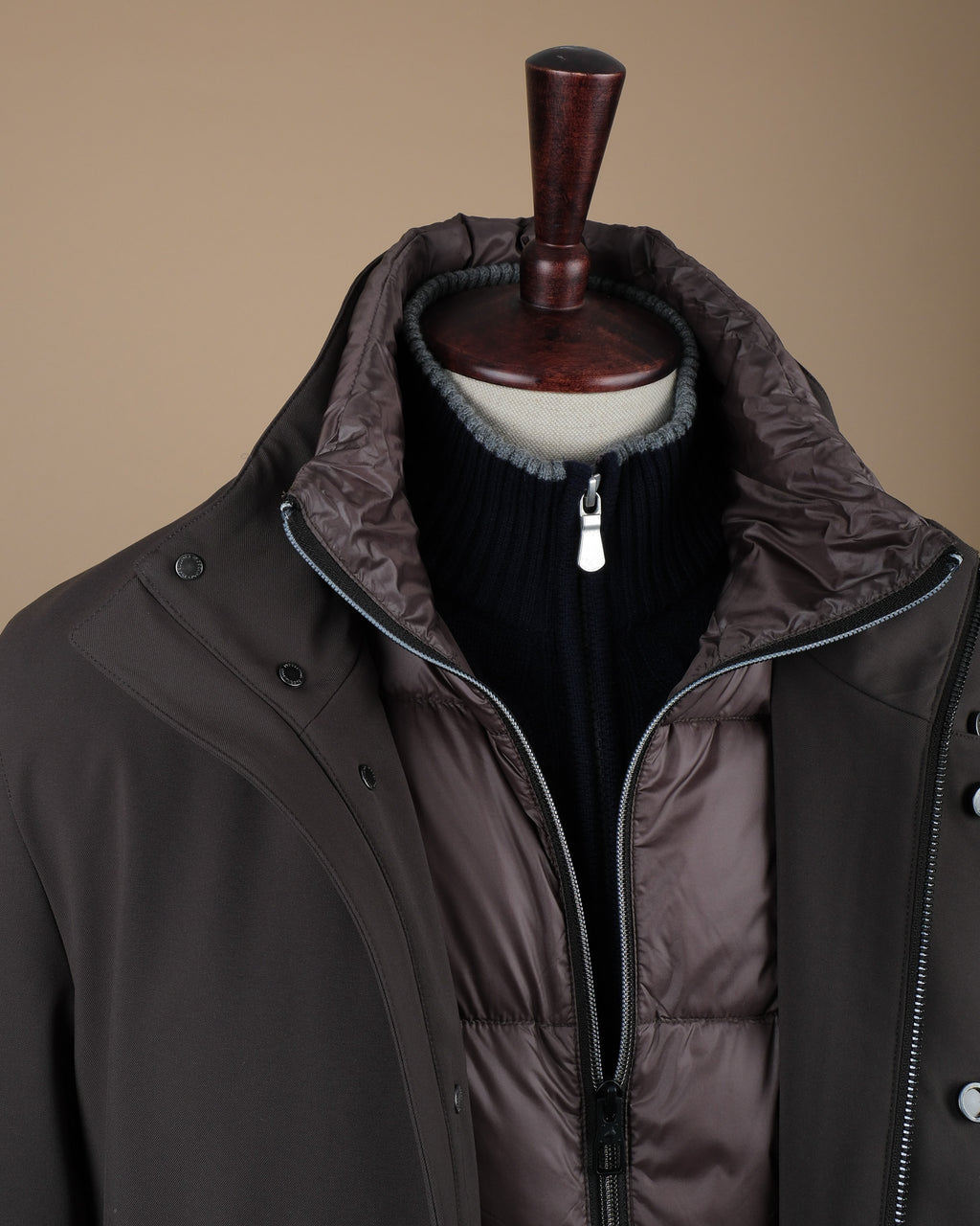 Dark Green Aero Twill Down Padded Car Coat