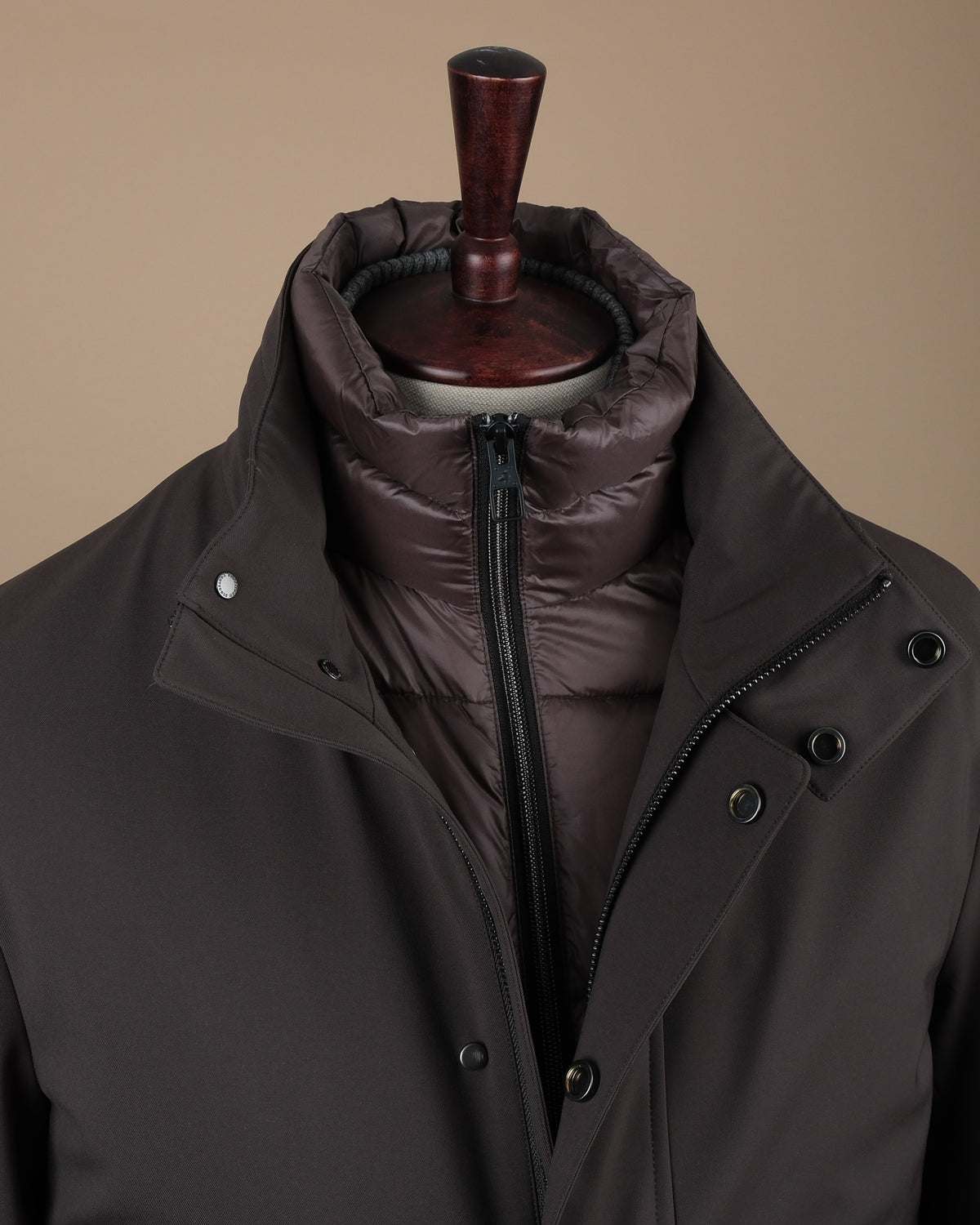 Dark Green Aero Twill Down Padded Car Coat