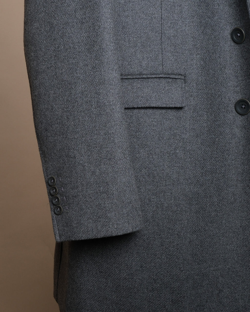 Mid Grey Panel Padded Flannel Overcoat