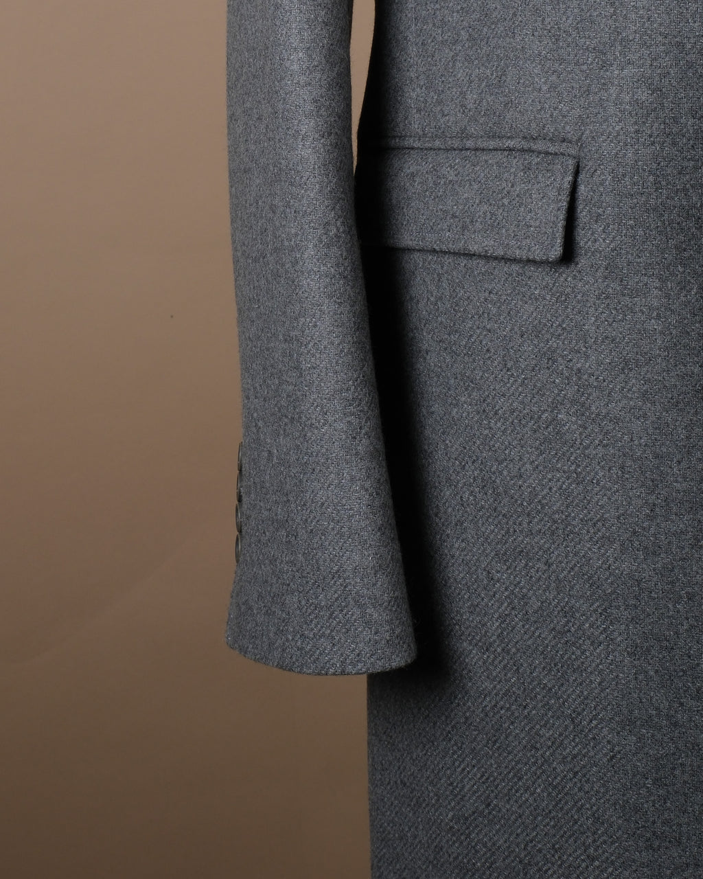 Mid Grey Panel Padded Flannel Overcoat