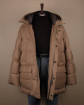 Camel Beige VBC Virgin Wool Flannel Padded Parka