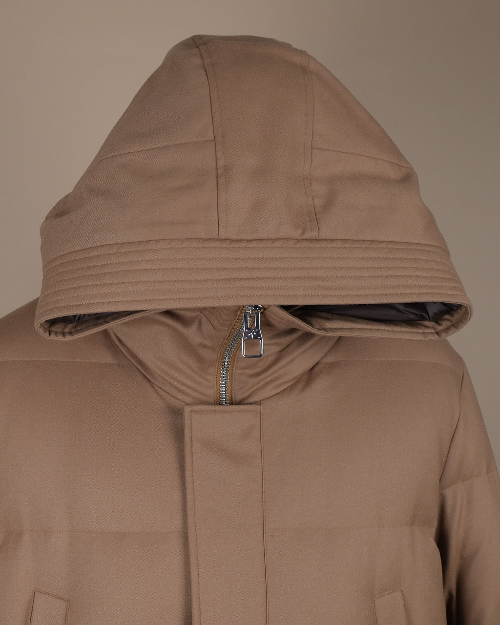 Camel Beige VBC Virgin Wool Flannel Padded Parka