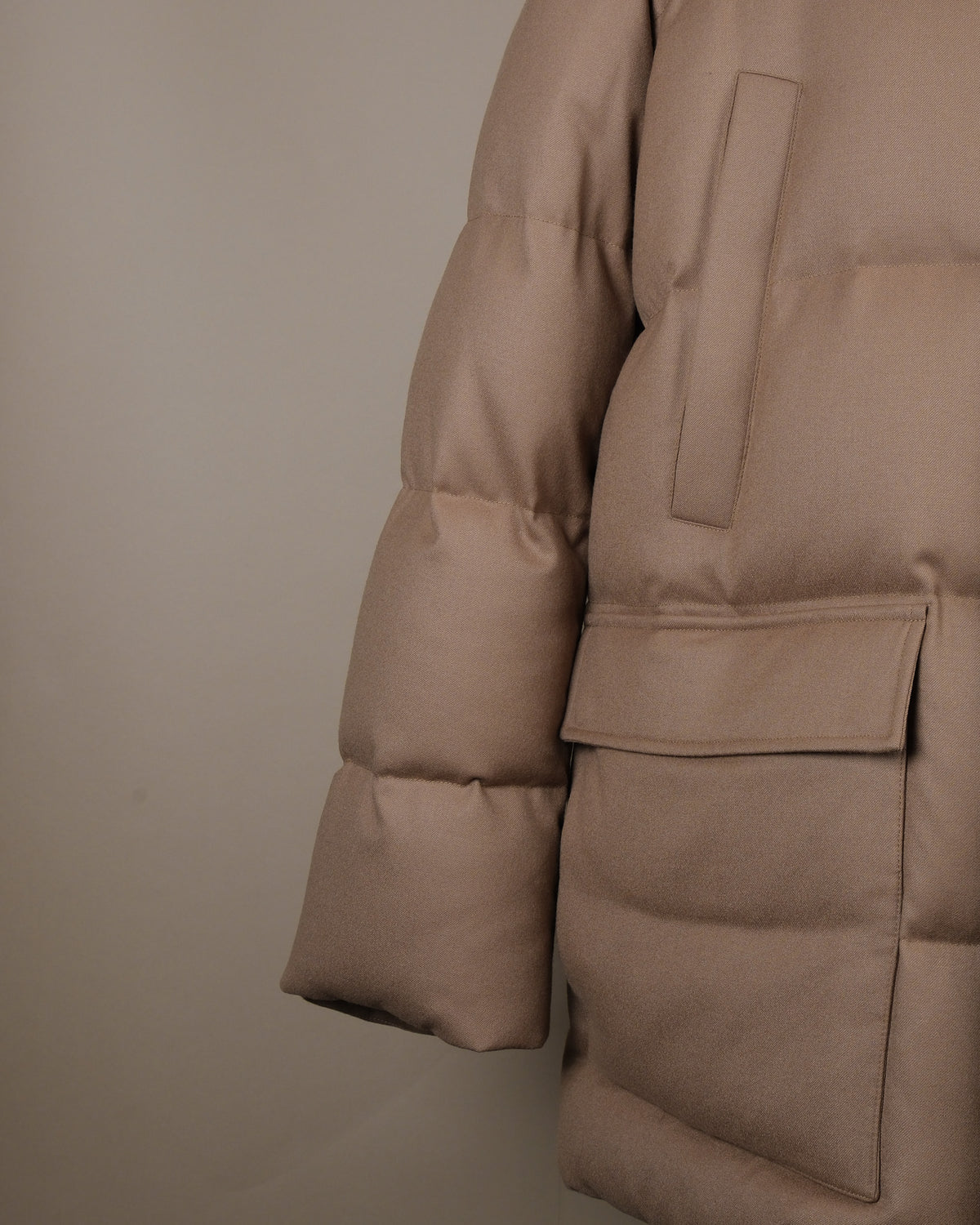 Camel Beige VBC Virgin Wool Flannel Padded Parka