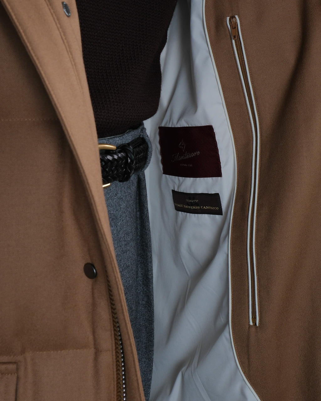 Camel Beige VBC Virgin Wool Flannel Padded Parka