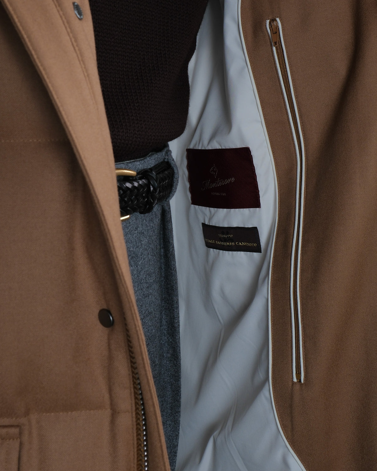 Camel Beige VBC Virgin Wool Flannel Padded Parka