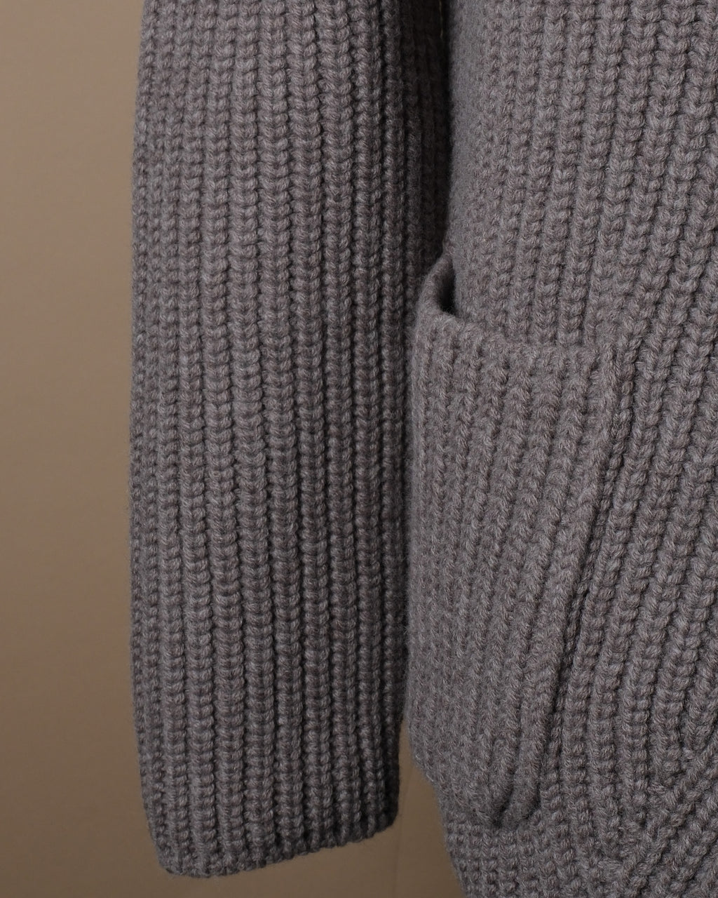 Taupe Grey Chunky Ribbed Cardigan Blazer