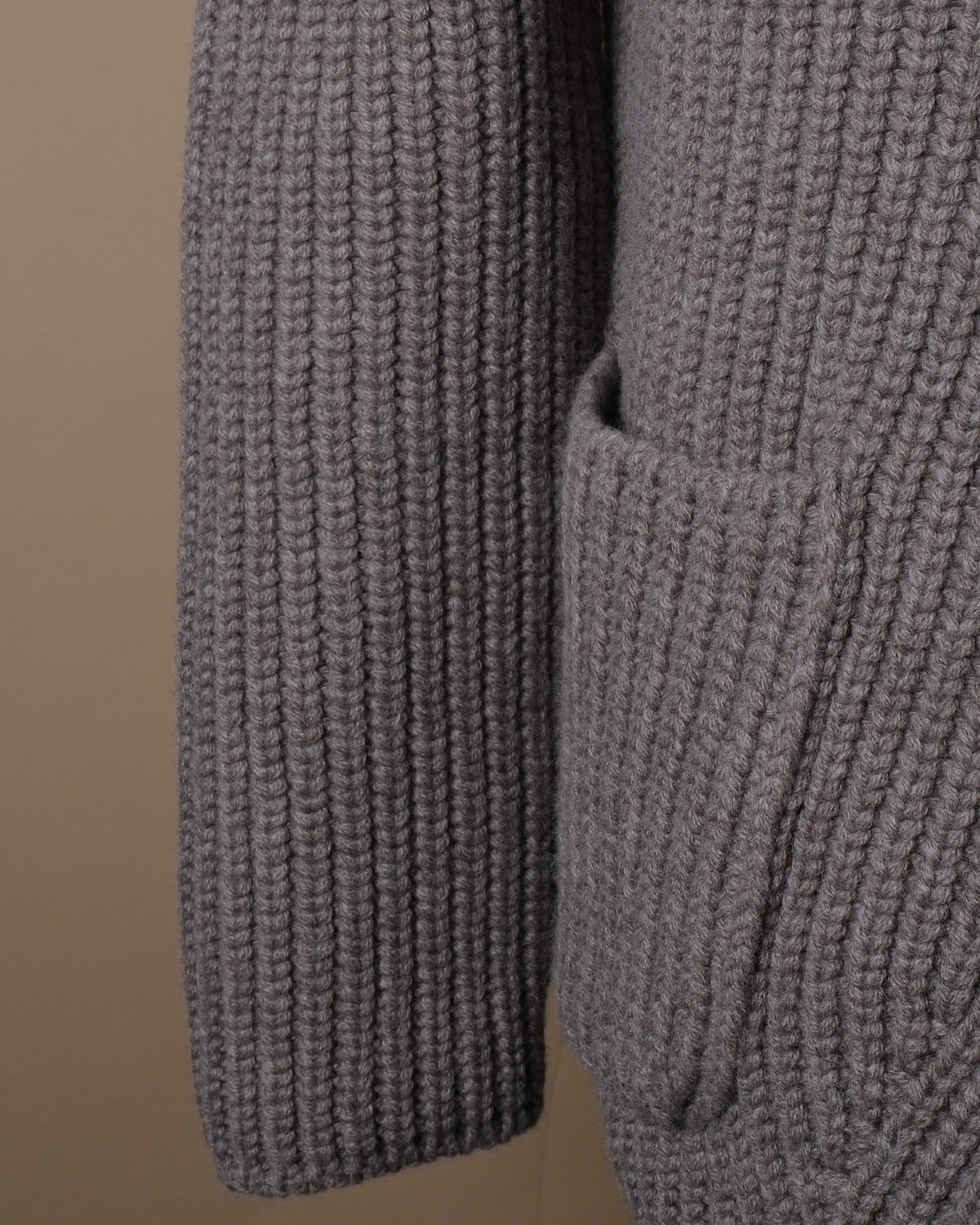 Taupe Grey Chunky Ribbed Cardigan Blazer