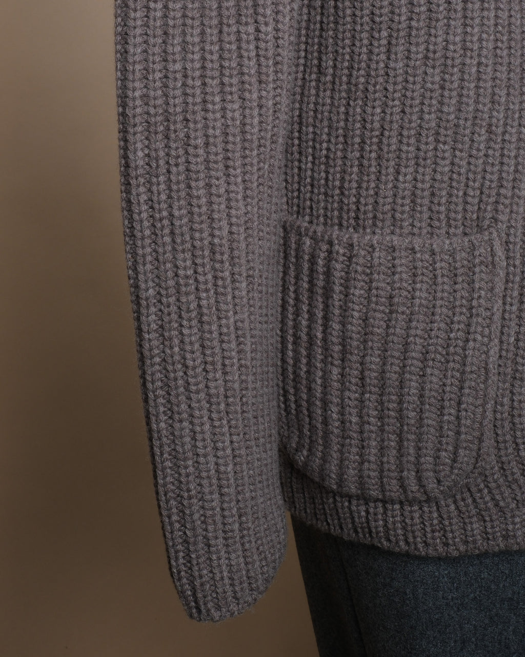 Taupe Grey Chunky Ribbed Cardigan Blazer